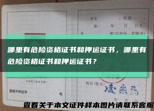 哪里有危险资格证书和押运证书，哪里有危险资格证书和押运证书？缩略图