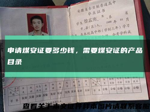 申请煤安证要多少钱，需要煤安证的产品目录缩略图