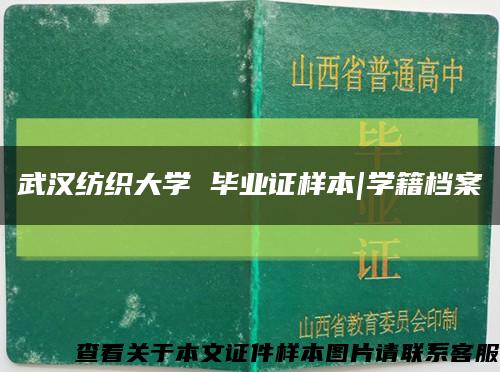 武汉纺织大学 毕业证样本|学籍档案缩略图