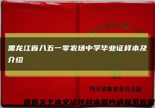 黑龙江省八五一零农场中学毕业证样本及介绍缩略图