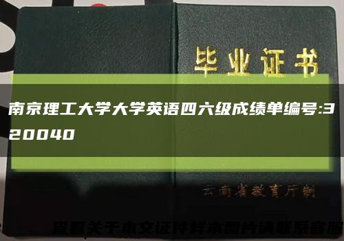 南京理工大学大学英语四六级成绩单编号:320040缩略图