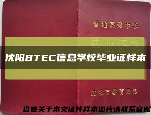 沈阳BTEC信息学校毕业证样本缩略图