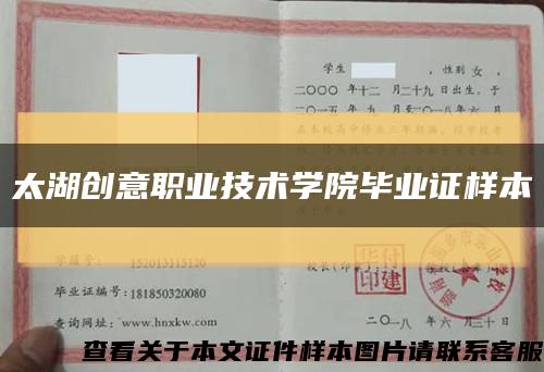 太湖创意职业技术学院毕业证样本缩略图