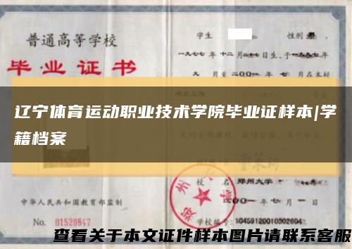 辽宁体育运动职业技术学院毕业证样本|学籍档案缩略图
