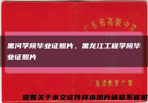 黑河学院毕业证照片，黑龙江工程学院毕业证照片缩略图