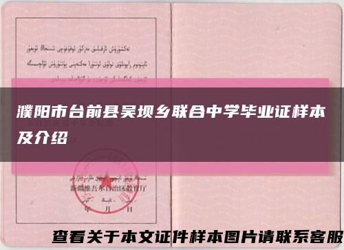 濮阳市台前县吴坝乡联合中学毕业证样本及介绍缩略图