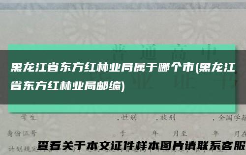 黑龙江省东方红林业局属于哪个市(黑龙江省东方红林业局邮编)缩略图