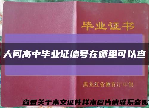 大同高中毕业证编号在哪里可以查缩略图
