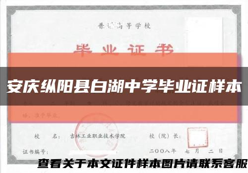安庆纵阳县白湖中学毕业证样本缩略图