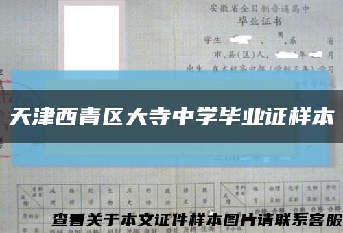 天津西青区大寺中学毕业证样本缩略图