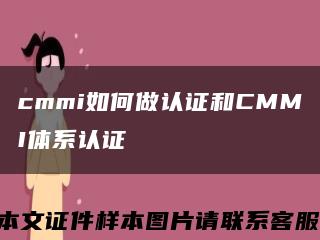 cmmi如何做认证和CMMI体系认证缩略图