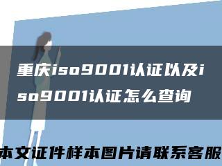 重庆iso9001认证以及iso9001认证怎么查询缩略图