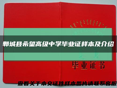 郸城县希望高级中学毕业证样本及介绍缩略图
