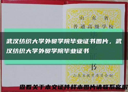 武汉纺织大学外贸学院毕业证书图片，武汉纺织大学外贸学院毕业证书缩略图