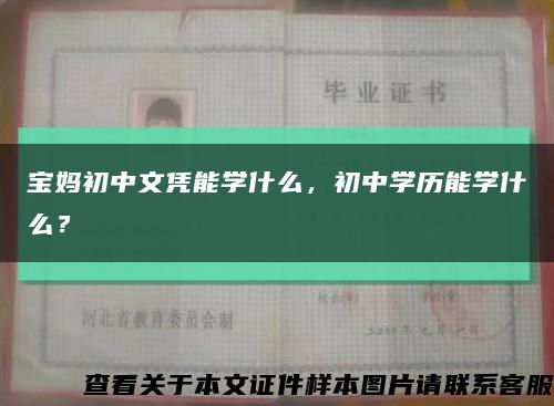 宝妈初中文凭能学什么，初中学历能学什么？缩略图