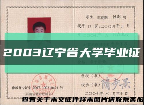 2003辽宁省大学毕业证缩略图