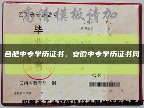 合肥中专学历证书，安徽中专学历证书网缩略图