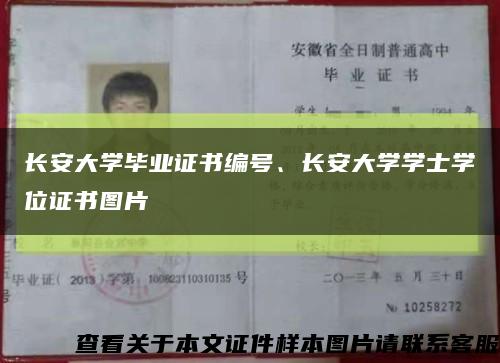 长安大学毕业证书编号、长安大学学士学位证书图片缩略图