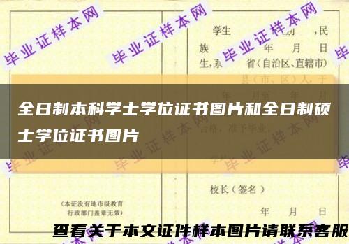 全日制本科学士学位证书图片和全日制硕士学位证书图片缩略图