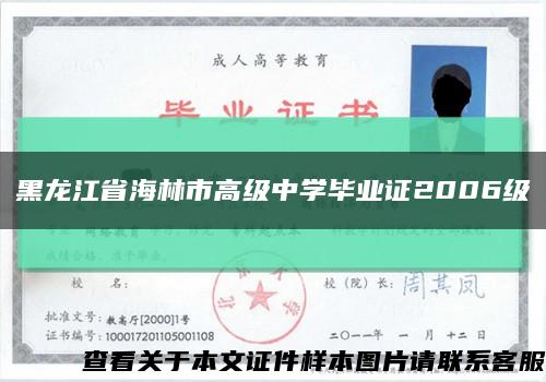 黑龙江省海林市高级中学毕业证2006级缩略图