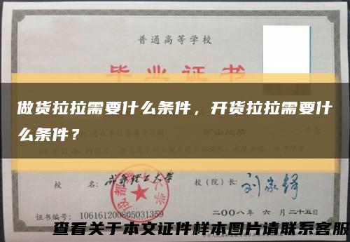 做货拉拉需要什么条件，开货拉拉需要什么条件？缩略图