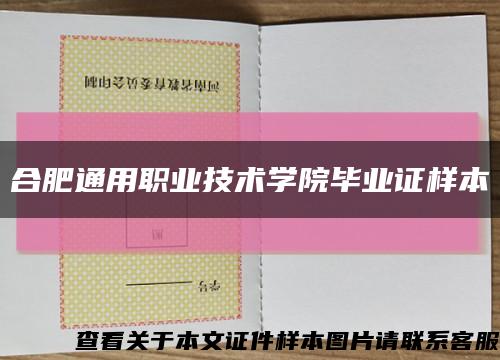 合肥通用职业技术学院毕业证样本缩略图