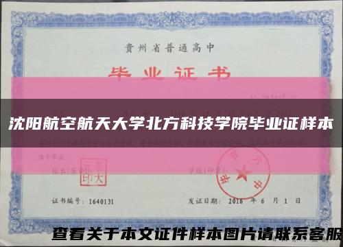 沈阳航空航天大学北方科技学院毕业证样本缩略图