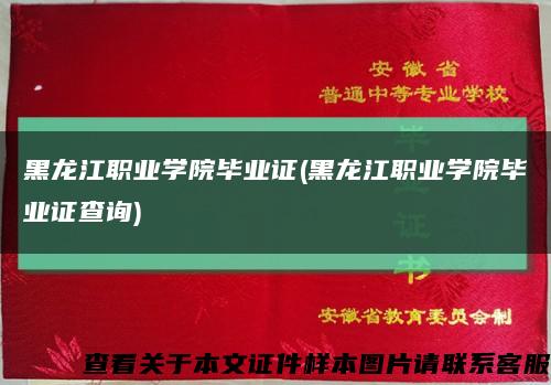 黑龙江职业学院毕业证(黑龙江职业学院毕业证查询)缩略图