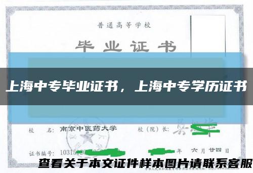 上海中专毕业证书，上海中专学历证书缩略图