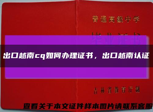 出口越南cq如何办理证书，出口越南认证缩略图