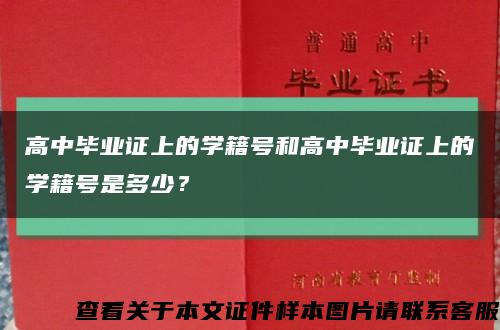 高中毕业证上的学籍号和高中毕业证上的学籍号是多少？缩略图