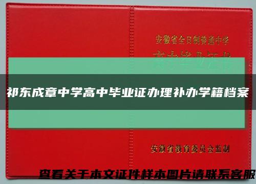 祁东成章中学高中毕业证办理补办学籍档案缩略图