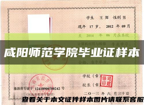 咸阳师范学院毕业证样本缩略图