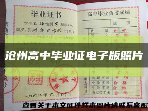 沧州高中毕业证电子版照片缩略图
