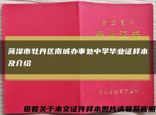 菏泽市牡丹区南城办事处中学毕业证样本及介绍缩略图