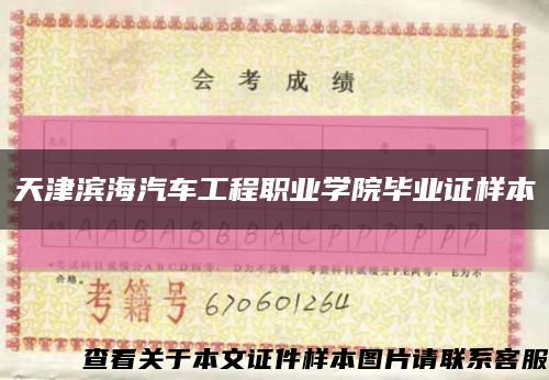 天津滨海汽车工程职业学院毕业证样本缩略图