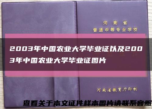 2003年中国农业大学毕业证以及2003年中国农业大学毕业证图片缩略图