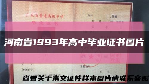 河南省1993年高中毕业证书图片缩略图