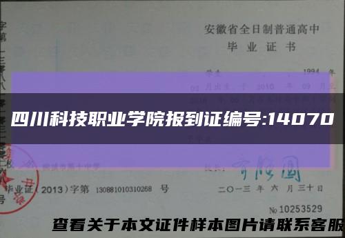 四川科技职业学院报到证编号:14070缩略图