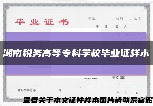 湖南税务高等专科学校毕业证样本缩略图