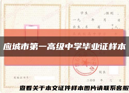 应城市第一高级中学毕业证样本缩略图