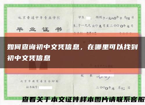 如何查询初中文凭信息，在哪里可以找到初中文凭信息缩略图