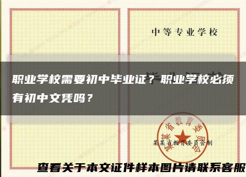 职业学校需要初中毕业证？职业学校必须有初中文凭吗？缩略图
