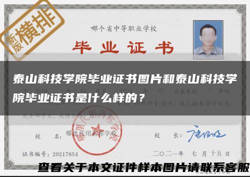 泰山科技学院毕业证书图片和泰山科技学院毕业证书是什么样的？缩略图