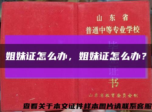 姐妹证怎么办，姐妹证怎么办？缩略图