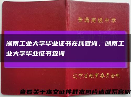 湖南工业大学毕业证书在线查询，湖南工业大学毕业证书查询缩略图