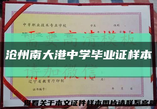 沧州南大港中学毕业证样本缩略图