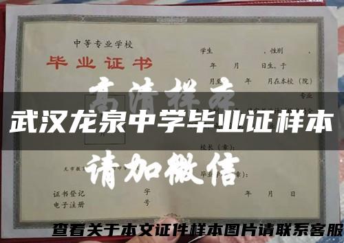 武汉龙泉中学毕业证样本缩略图