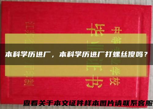 本科学历进厂，本科学历进厂打螺丝傻吗？缩略图