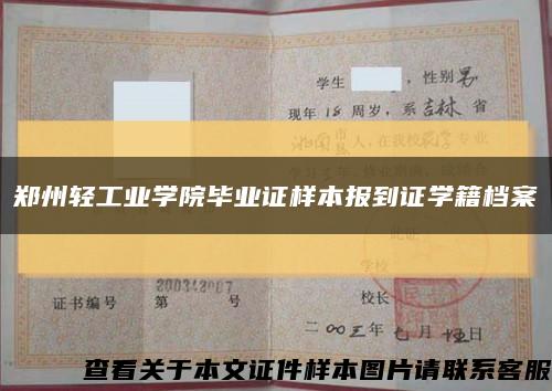 郑州轻工业学院毕业证样本报到证学籍档案缩略图